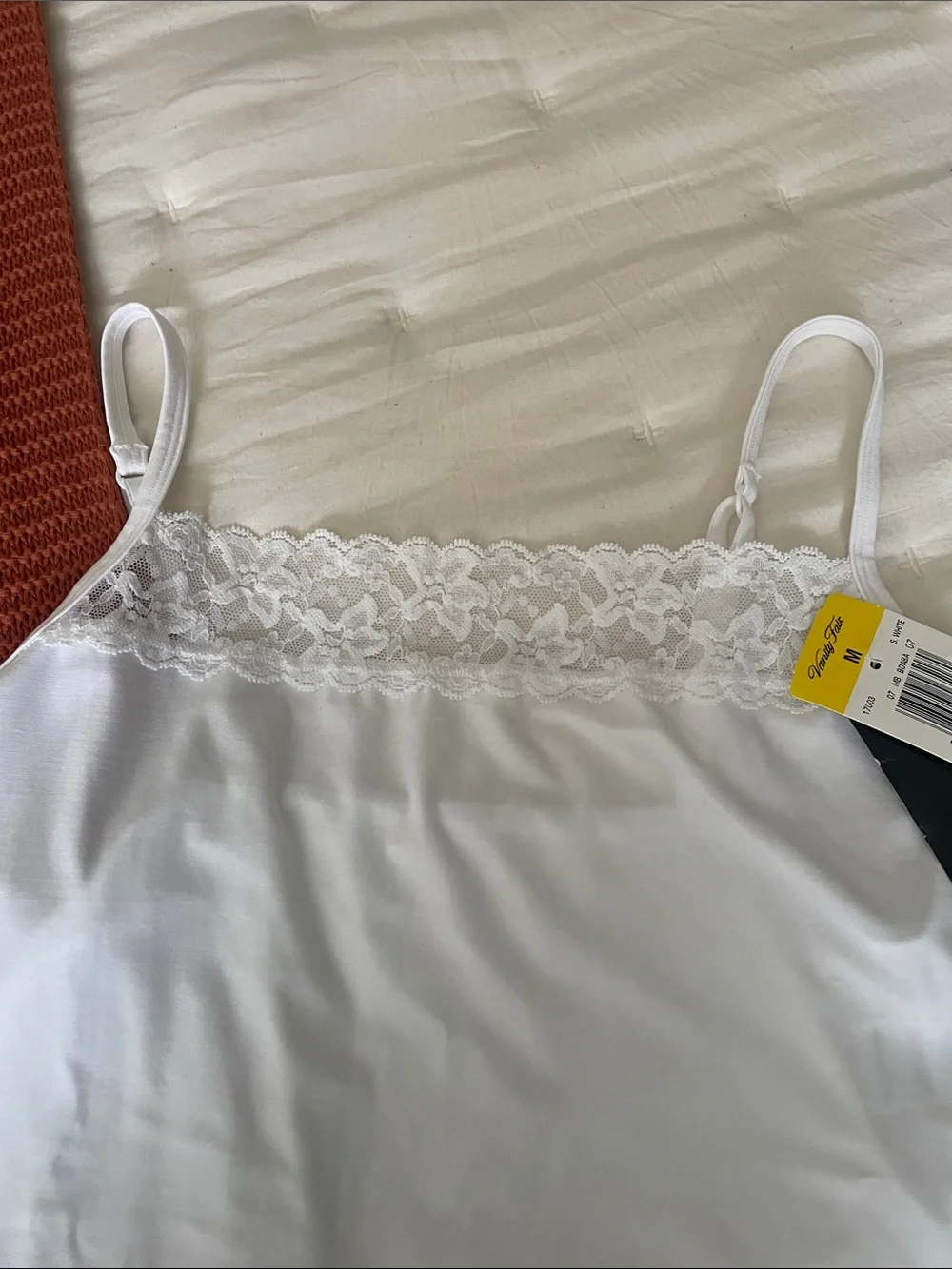 Vanity Fair White Lace-Trim Camisole Slip